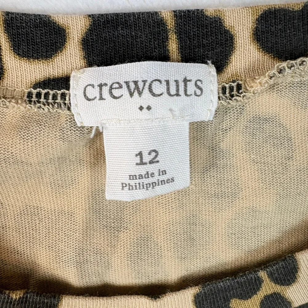 Crewcuts Leopard Print Dress Kids Size 12 Tan Black Excellent Cotton Pockets